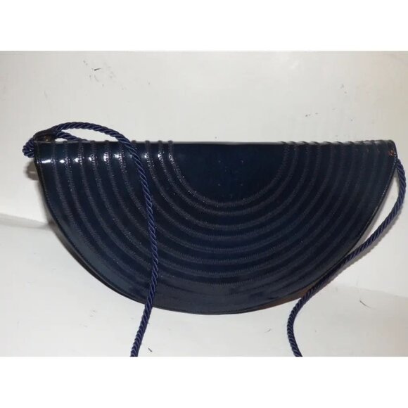 Fendi Navy Leather Stylized Fan 2-way Crossbody or Clutch - Picture 10 of 11